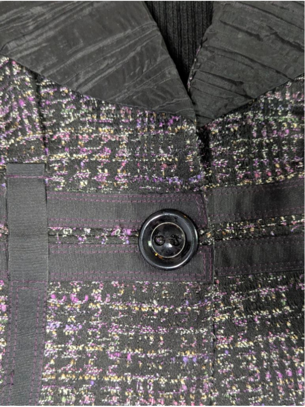 VEX Collection Vintage Mixed Media Tweed Knit Cardigan Jacket - Made in Canada M - Picture 9 of 15